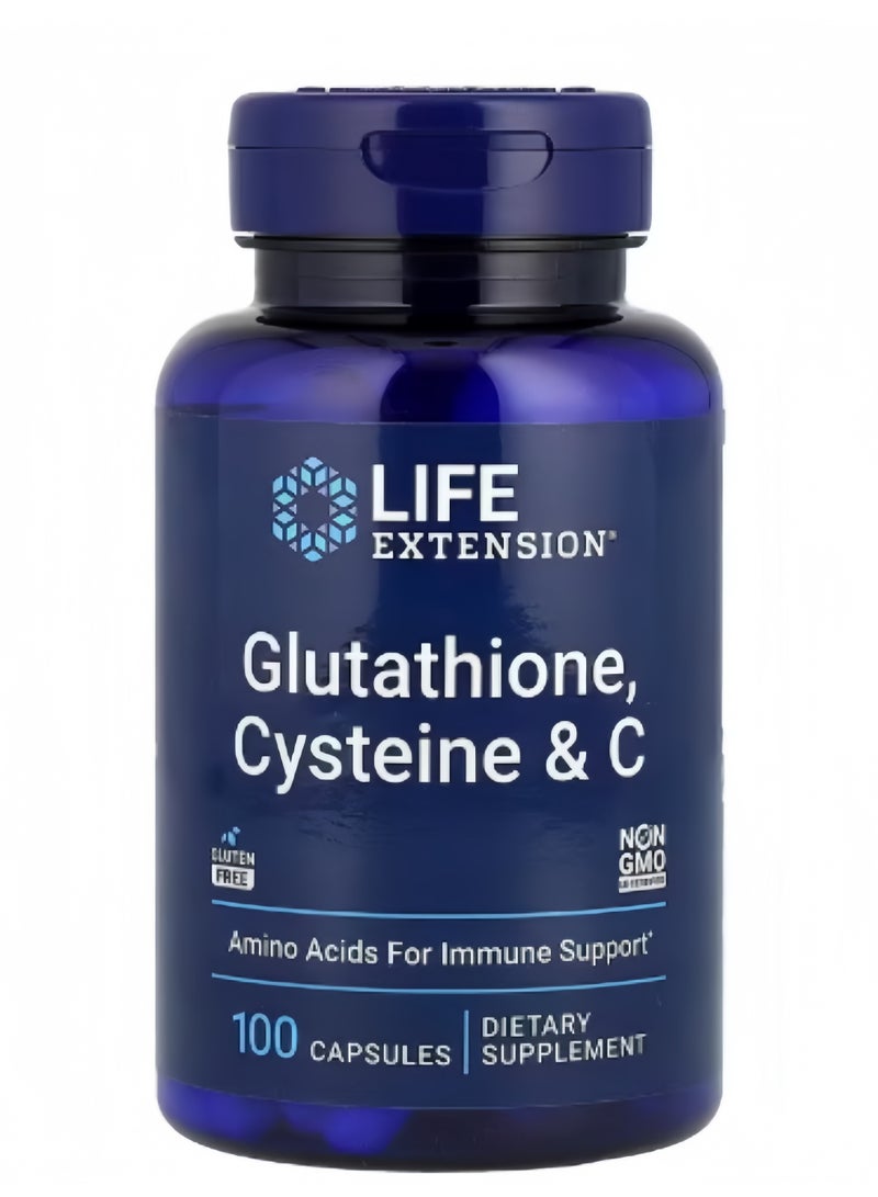 Life Extension Glutathione, Cysteine & C Complex Capsules – 100 Capsules, Made in USA, Triple Antioxidant Formula to Revitalize Cellular Defense and Support Immune Health - Image 1